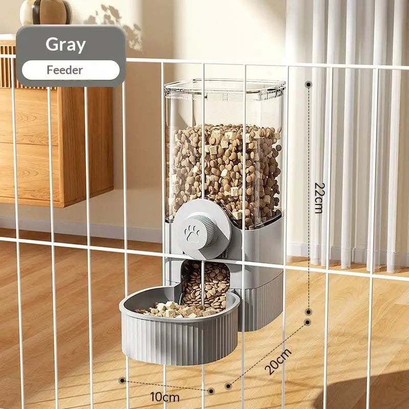 Pet Cage Hanging Water Dispenser Cat Dog Automatic Fountain Feeder Zpaxo Gray L