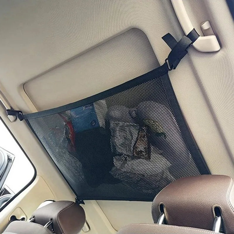 Car Roof Net Storage Bag Adjustable Double-layer Zipper Mesh Ceiling