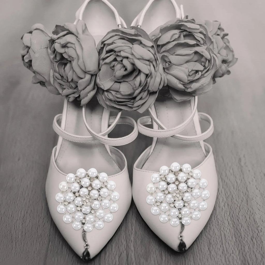 Bling Shoe Clips Luxury Pearl Rhinestone Design Wedding Embellishment
