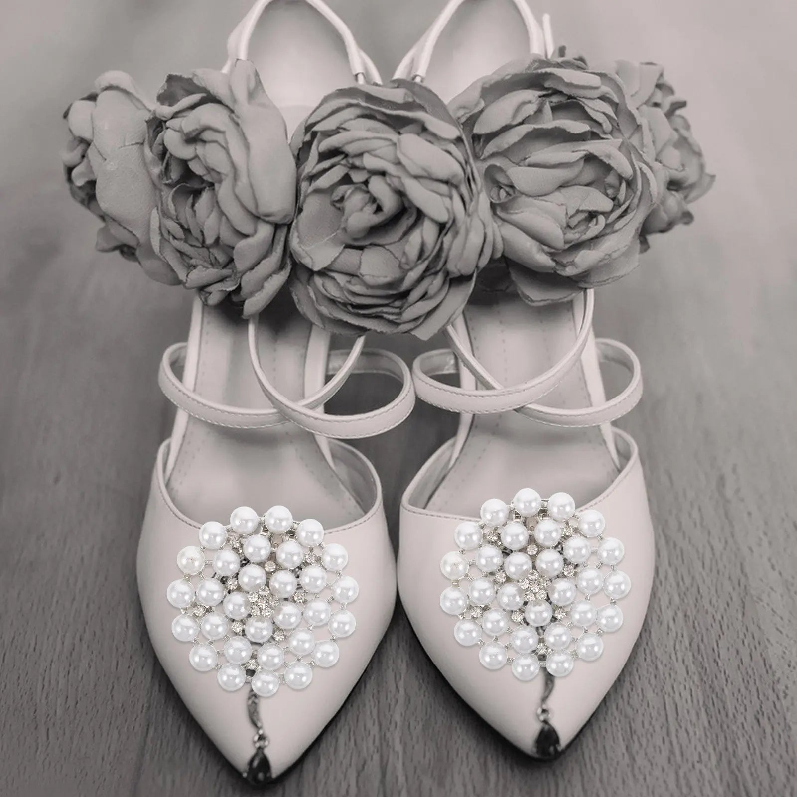 Bling Shoe Clips Luxury Pearl Rhinestone Design Wedding Embellishment