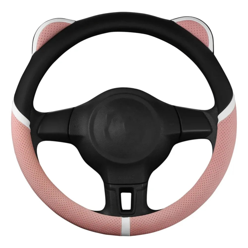 Universal Car Steering Cover 38cm Anti Slip Handle Cover Breathable Sweat Absorbing Steering Wheel Sleeve Zpaxo Pink