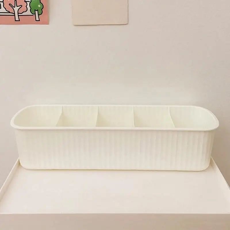 5 Grid Multifunctional Storage Box Durable Large-capacity Desktop Zpaxo White