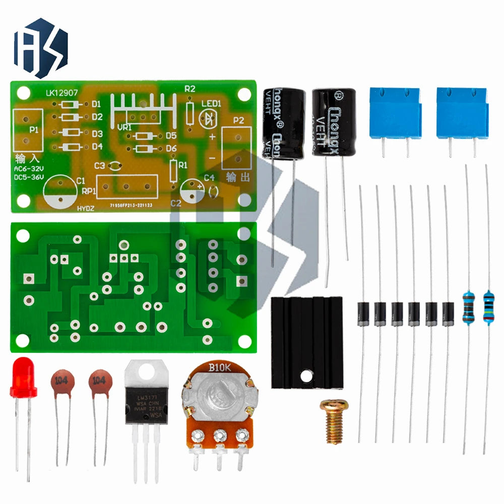 LM317 Adjustable DC Power Supply Kit (1-10 PCS): Continuous Voltage Regulator for Educational Training Labs Zpaxo