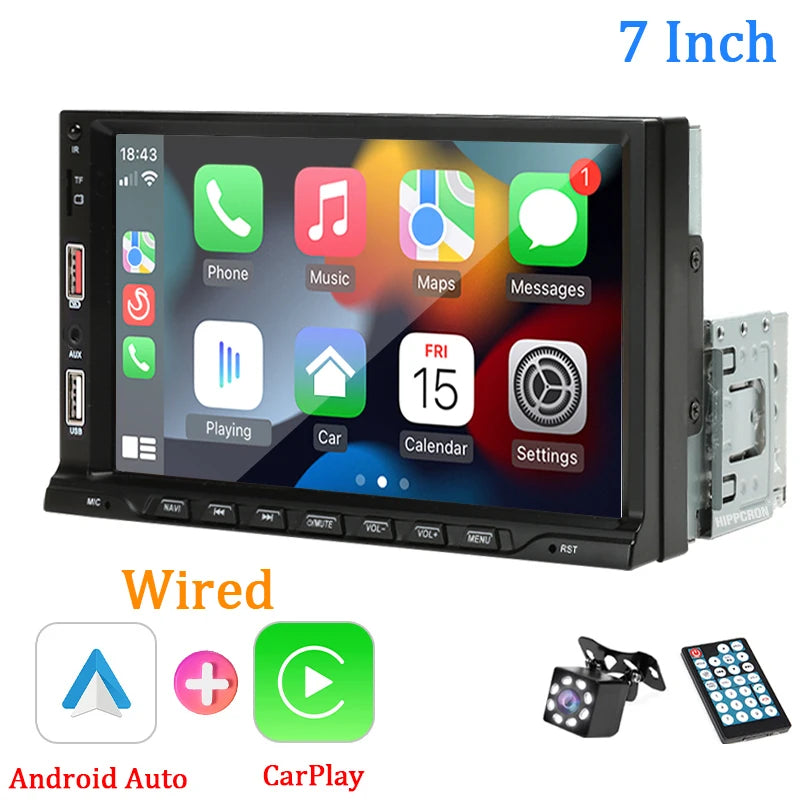 HIPPCRON 7-inch Car MP5 Player Wired Carplay Android Auto FM Radio HD Zpaxo car radio-C