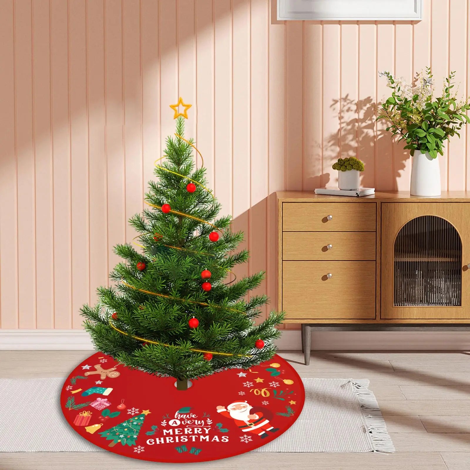 Christmas Tree Skirt Base Cover Warm Round Apron Holiday Zpaxo Style E