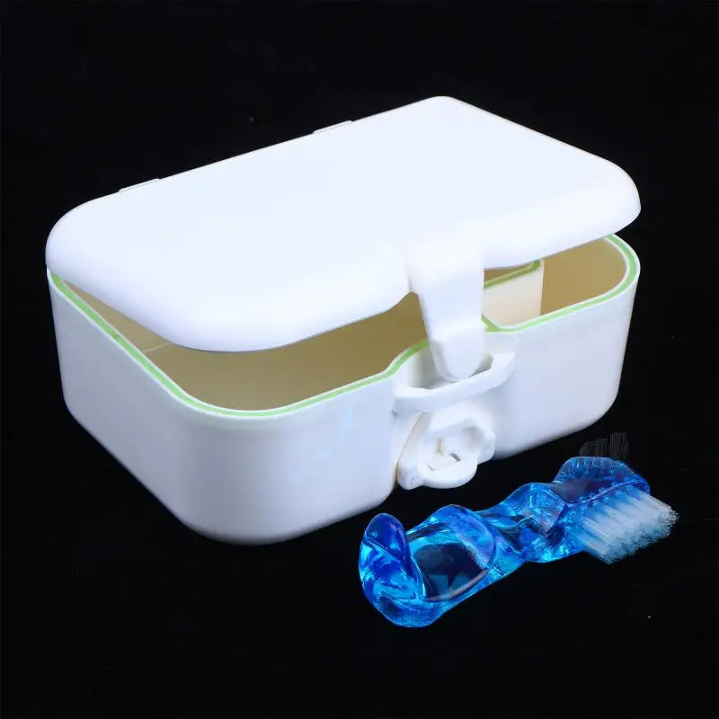 Portable Denture Case Kit with Mirror & Brush | Travel Storage Denture Storage Case Zpaxo