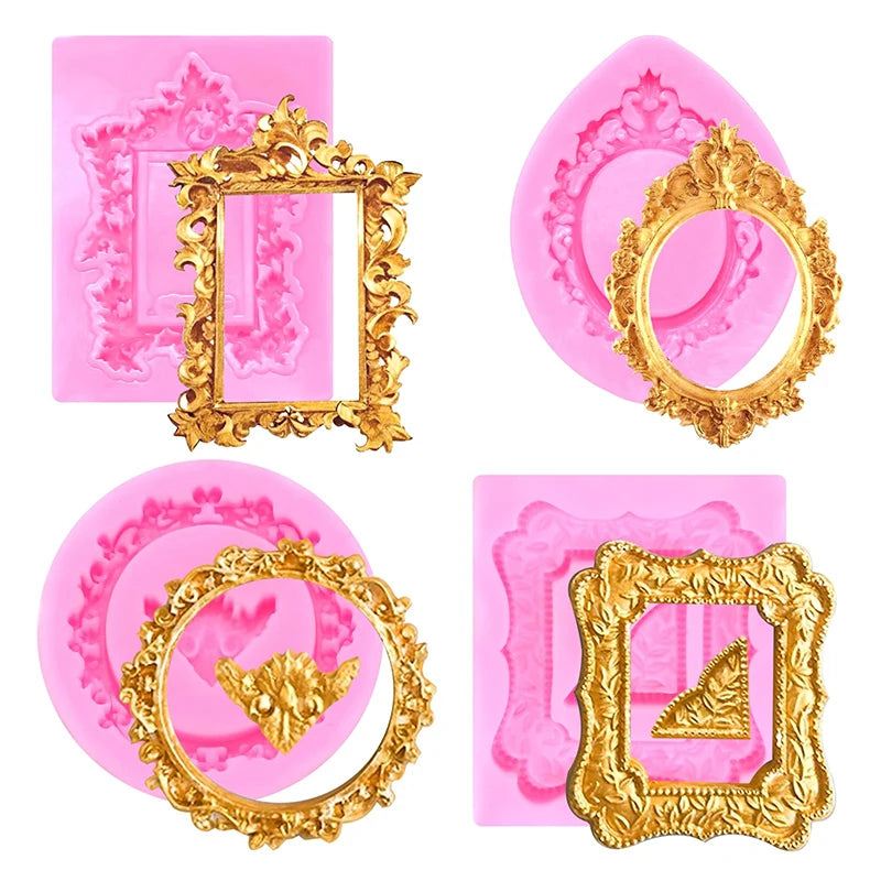 4Pcs Silicone Frame Molds For Chocolate, Mini Air Dry Clay Molds, Polymer Clay Molds, Photo Frame Molds Zpaxo