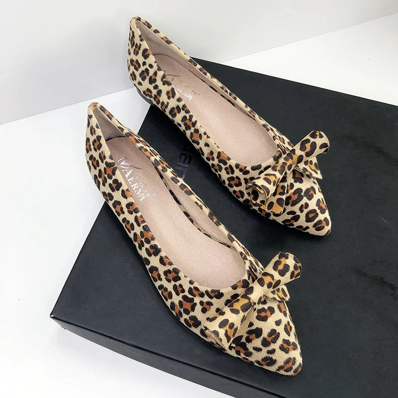 Flat shoes for women 2025 Spring and Autumn new casual point toe shallow mouth comfortable flat shoes Large size women's shoes Zpaxo leopard 37