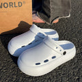 Women Men Summer Couple Closed Toe Hollow Slippers Anti-slip Thick