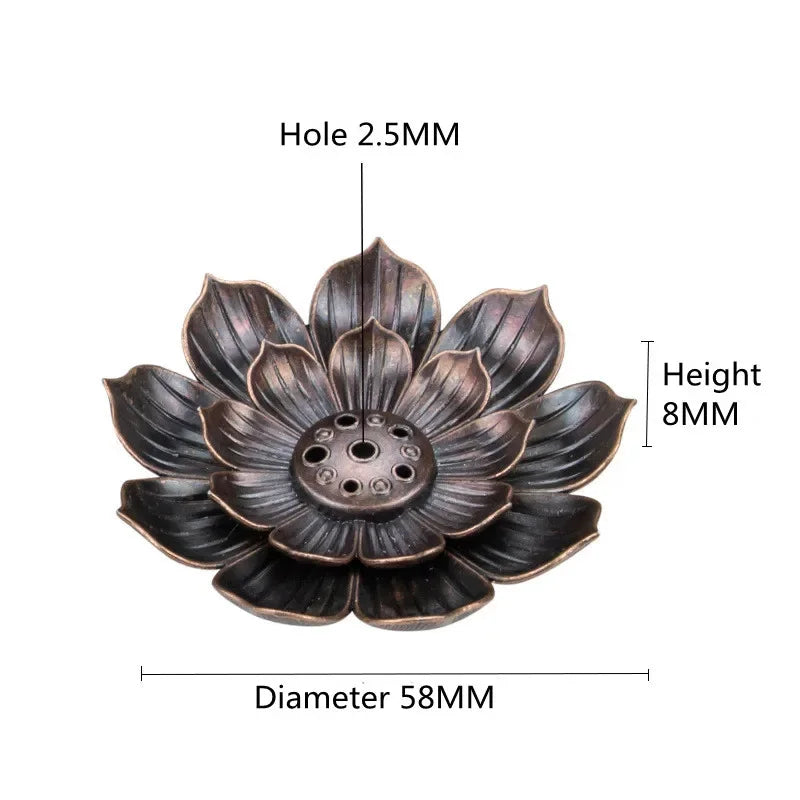 Alloy Incense Burner Stick Holder Buddhism Lotus Line Incense plate Sandalwood Coil Base Temples Yoga Studios Home Decoration Zpaxo Bronze S