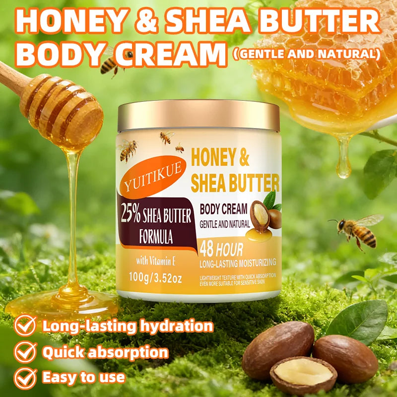 YUITIKUE 25% Shea Butter Body Cream 100g | 48H Moisturizer Body Moisturizer Cream Zpaxo