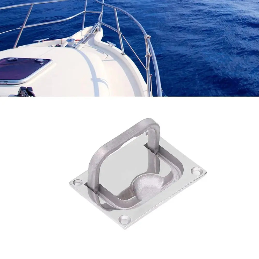 316 Stainless Steel Stainless Steel Pull Ring Mirror Finish 76x56mm Size Marine Hardware Square Shape Flush Fittings Zpaxo
