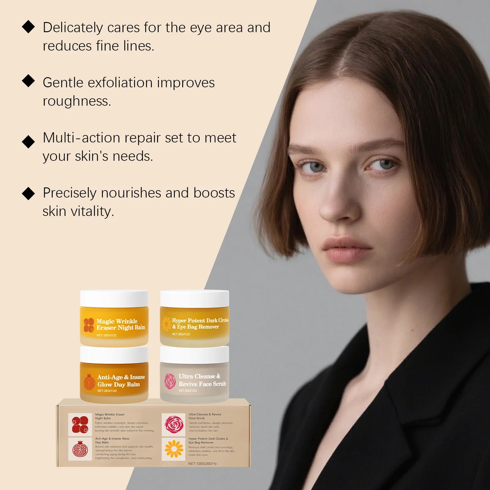 4-Piece Day & Night Skincare Set – Anti-Aging, Eye Cream & Scrub Skincare Gift Set Zpaxo