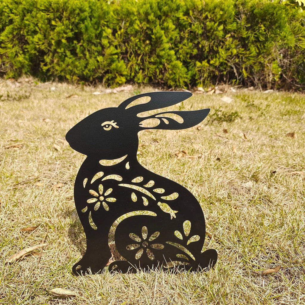 Easter Decor Black Rabbit Silhouette Stake Honey Jar Yard Signs
