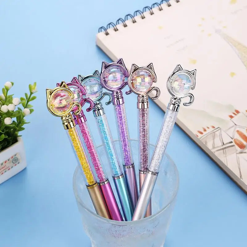 Brilliant Cartoon Cat Rhinestone Pens Ideal As School Supplies Office Zpaxo