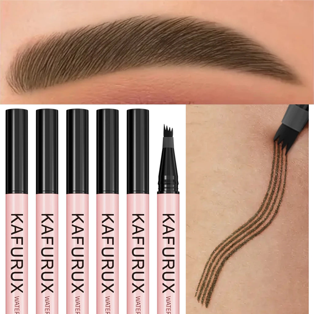 6 Colors Brown Eyebrow Pen Waterproof 4 Split Tip Black Eyebrows