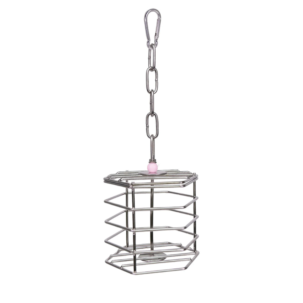 Stainless Steel Hanging Food Cage Pet Birds Parrots Squirrels Macaws