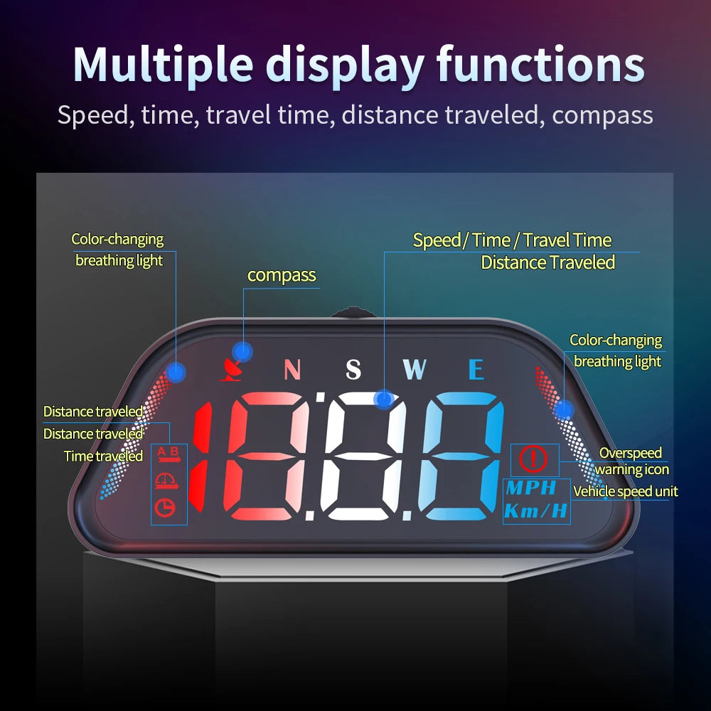 Car HUD Multi Functional Head Up Display Overspeed Alarm Monitor