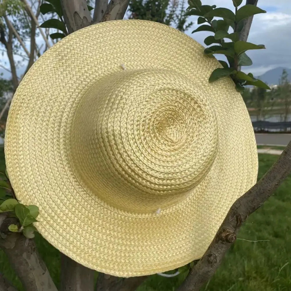 Summer Simple Straw Hats Women Men Wide Brim Beach Sun Hat Uv Protection Fishing Caps Farm Straw Hat With Windproof Rope Panama Zpaxo
