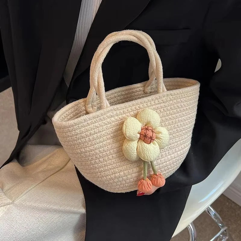 Wickerwork Tote Bag Women Hand Niche Design Casual Woven Rope Handbag Zpaxo