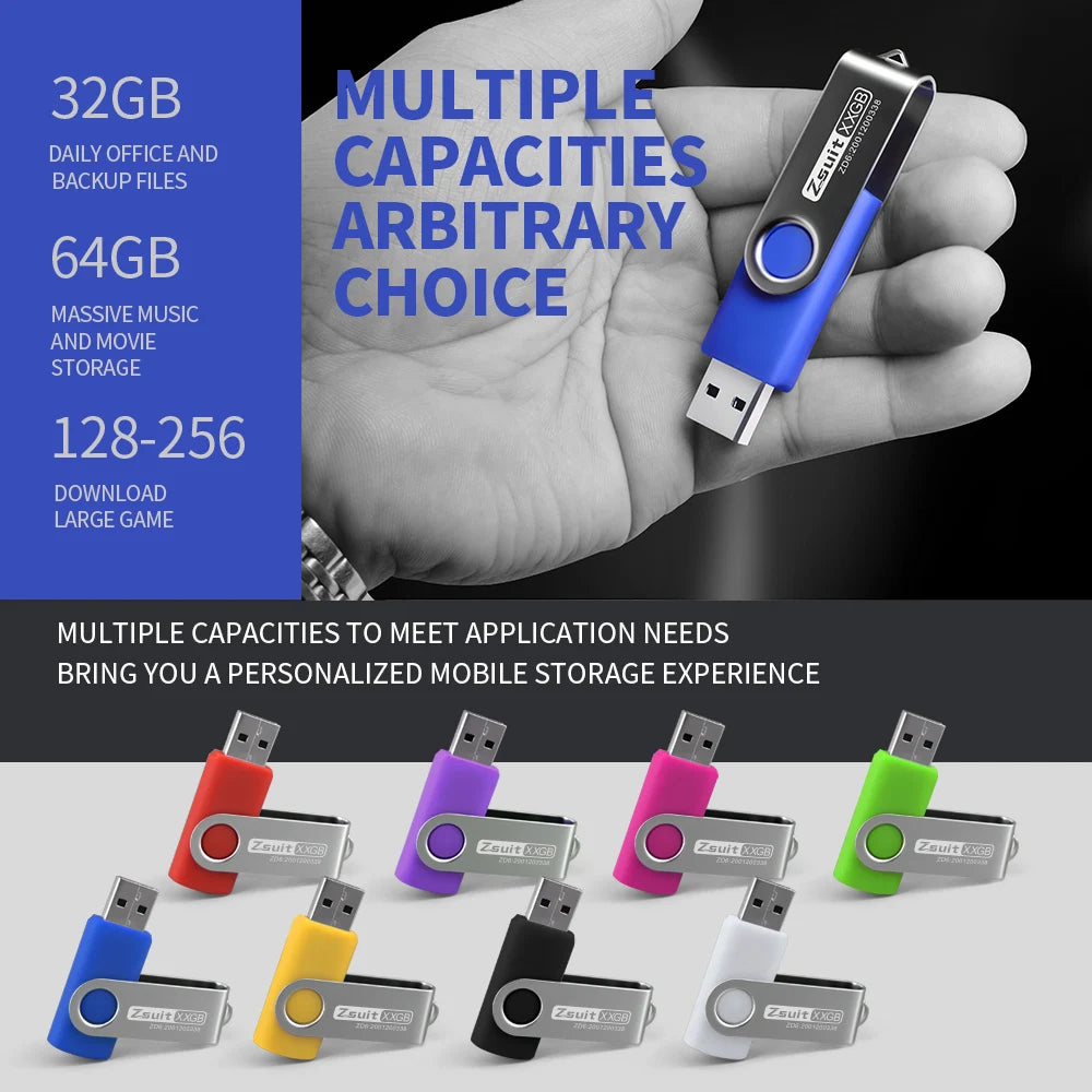 Zsuit 10 Pcs Free Custom USB Flash Drives 4GB 8GB 16GB Pen Drive 32GB 64GB 128GB USB Sticks Pendrive 512MB Gift Memory Stick USB Zpaxo