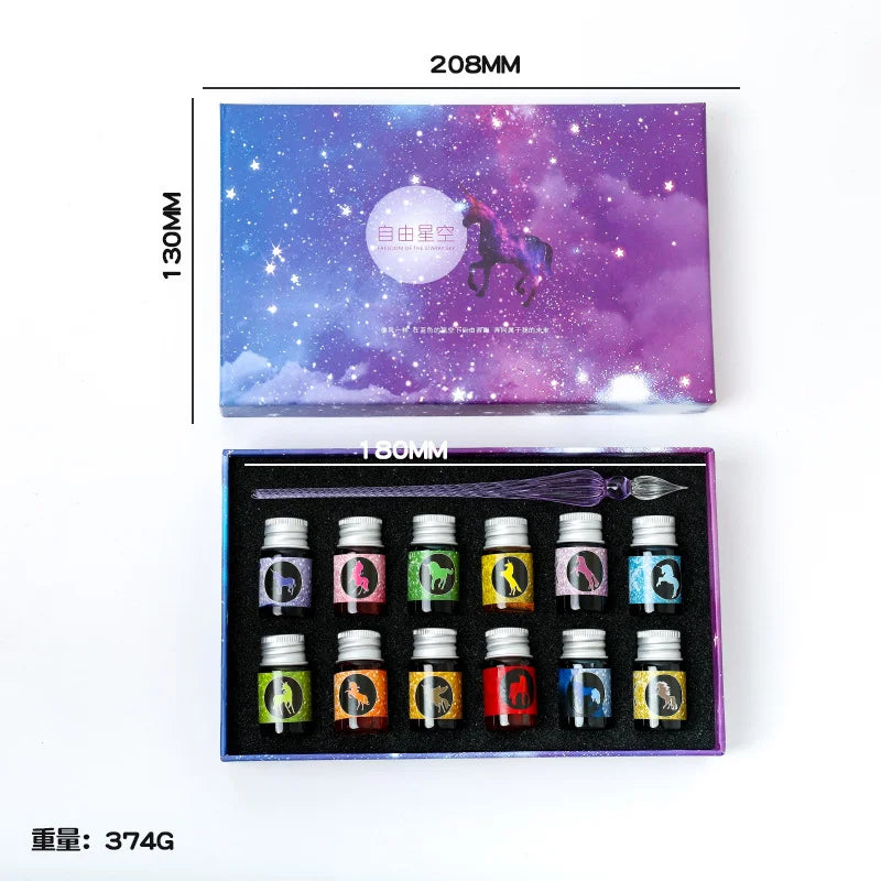 Starry Sky Glass Dip Pen Set – Gradient Crystal Gift Pen