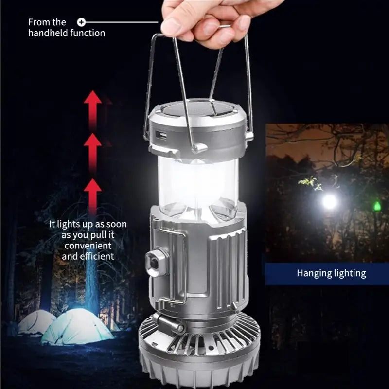 3-in-1 Solar Camping Light, Flashlight & Fan | Outdoor Lamp