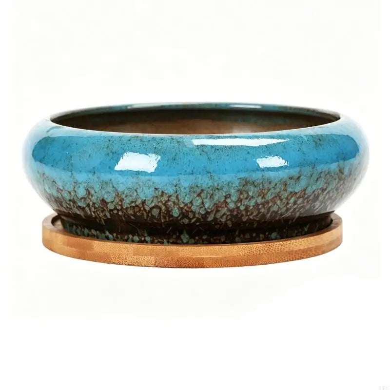 Succulents Bowl Planter Water Planting Container Ceramic Leakproof Spacious Bowl Planter For Indoor Outdoor Succulents Zpaxo Blue CN NOHOLE1