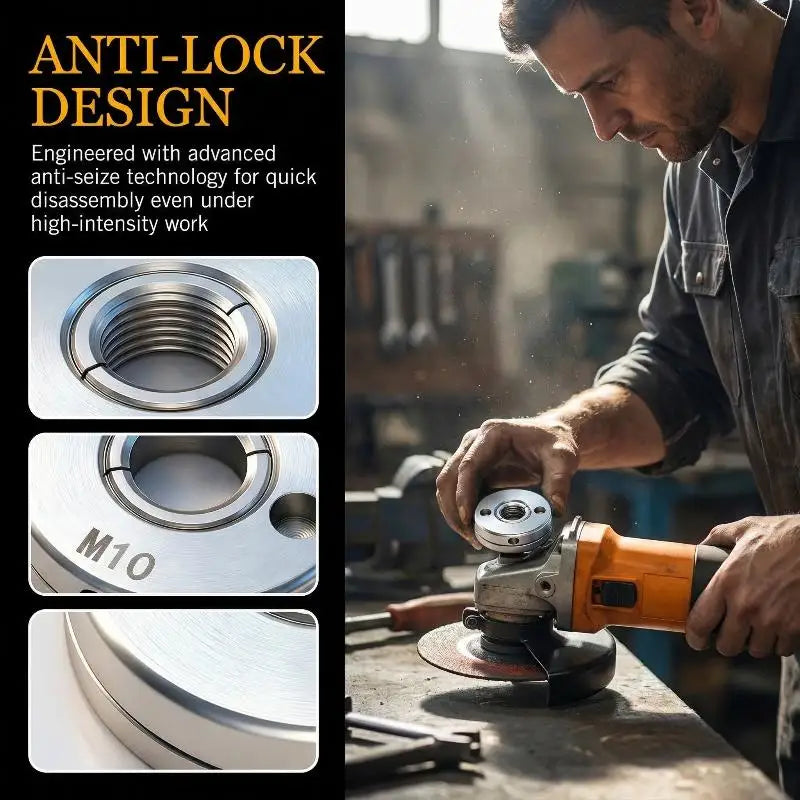 M10 Anti-Lock Flange Nut for 100mm Angle Grinder – Steel