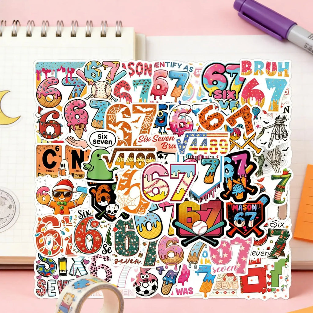 Funny Stickers 6 7 Waterproof Stickers 57 Pieces Scrapbooking Decals For Laptop Journaling Notebook Luggage Suitcase Skateboard Zpaxo