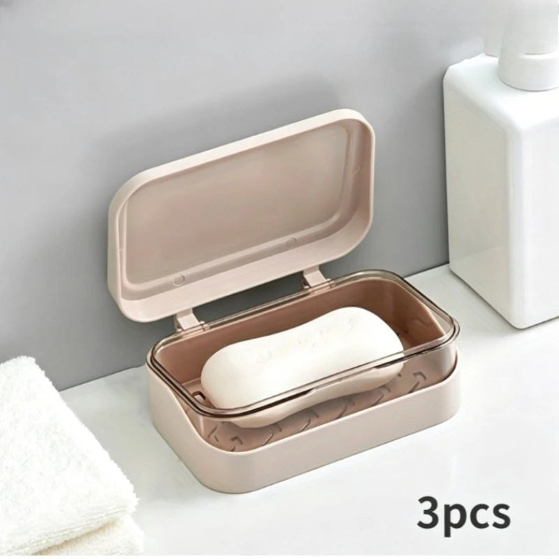 Versatile Soap Storage Container Lid Draining Rack Great Bathroom