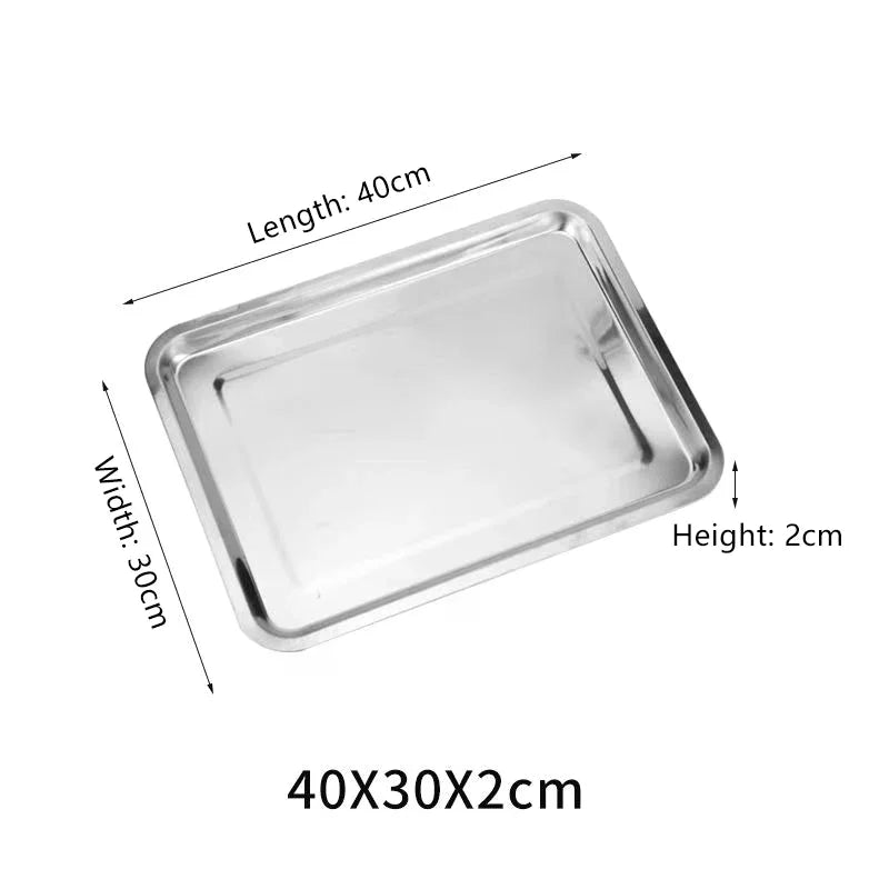 Stainless Steel Barbecue Tea Storage Serving Trays Rectangle Steamed Zpaxo