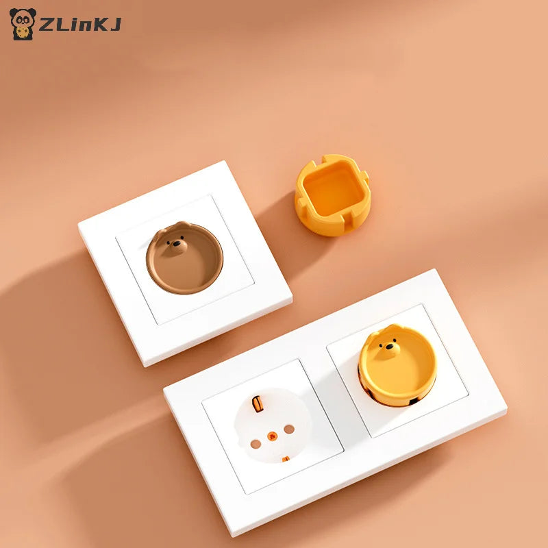 ▶5Pcs Baby Safety Protection Socket Protective Cover , Children Electric Shock Prevention Dust Protection Cover,Cartoon Design Zpaxo