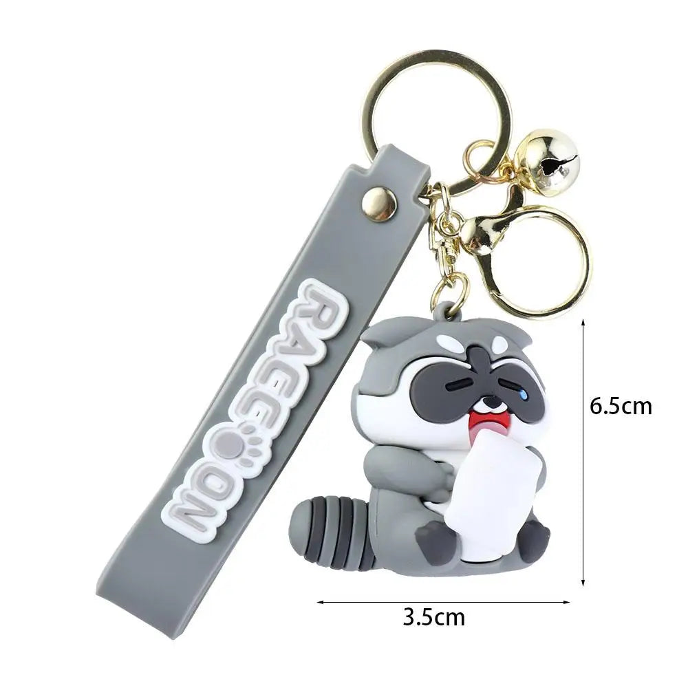 Fashion Gift Funny Earphone Case Cute Alloy Korean Pendant Cartoon Keyring Raccoon Keychain Backpack Decor Zpaxo