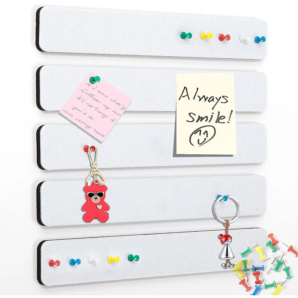 5Pcs Cork Board Bulletin Board Strips with Pushpin Self-Adhesive Felt Pin Boards for Home Office Wall Decor Zpaxo