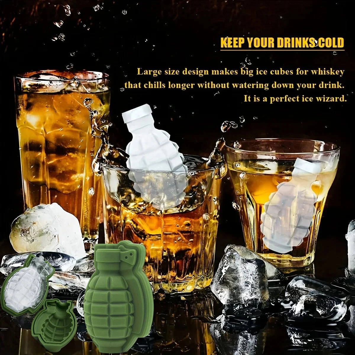 1 Grenade Shape Ice Cube Mold Food Grade Silicone Easy Release
