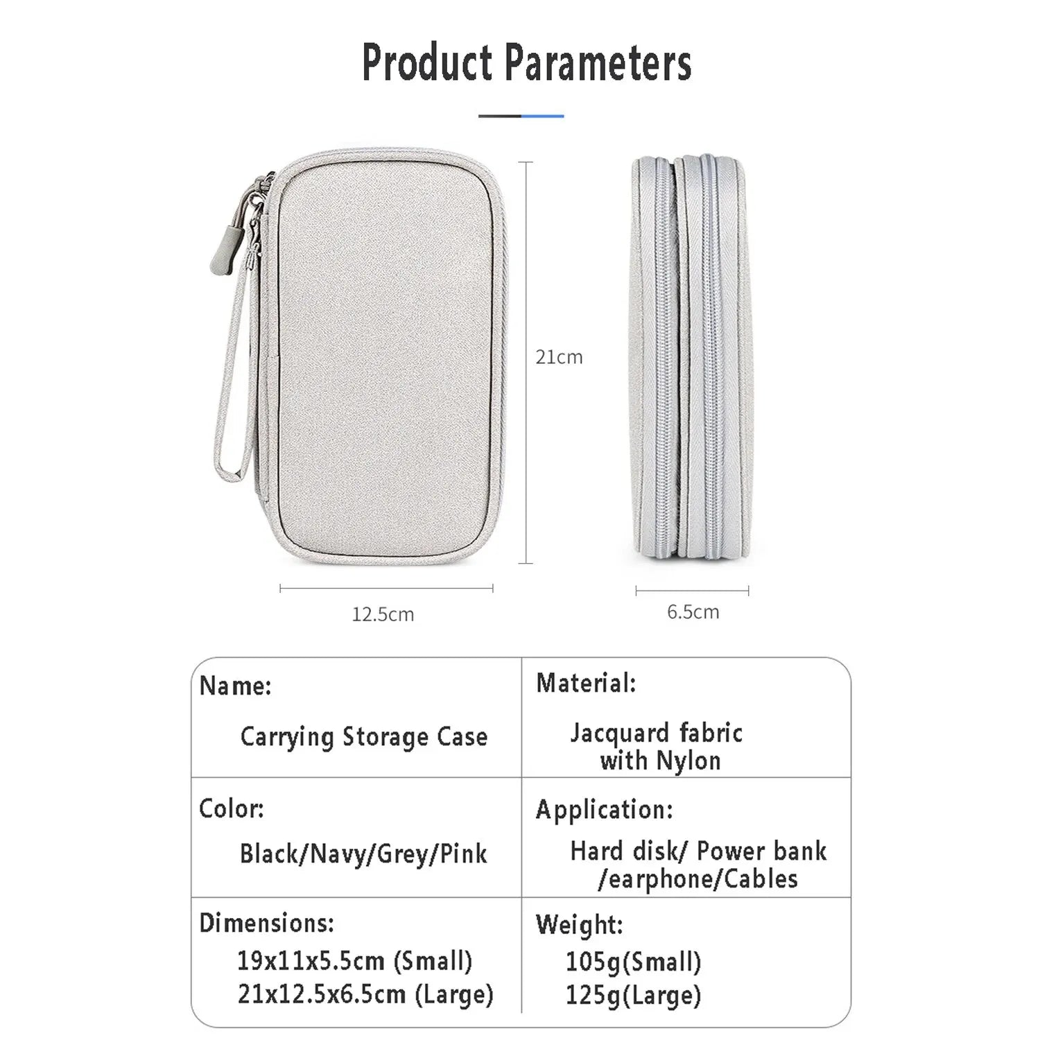 Nylon Storage Bag Double Layer Waterproof Travel Organizer Earphone