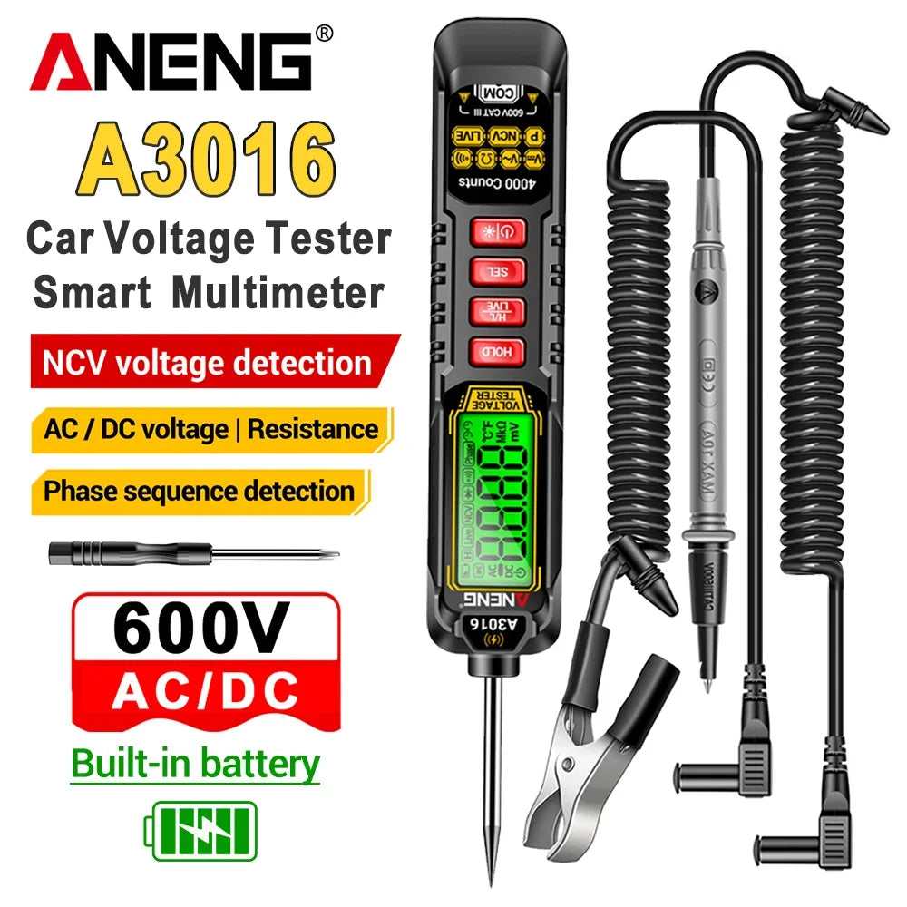 ANENG A3016 Car Voltage Test Pen Digital Multimeter Smart AC DC 600V