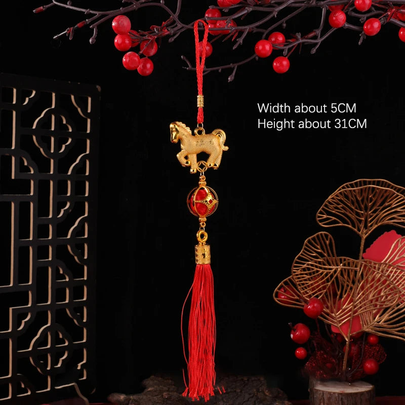 1/10Pcs 2026 Year Of The Horse Wall Hanging Car Ornament Chinese New Year 3D Horse Lantern Red Gold Pendant Lucky Decor Gifts Zpaxo A2