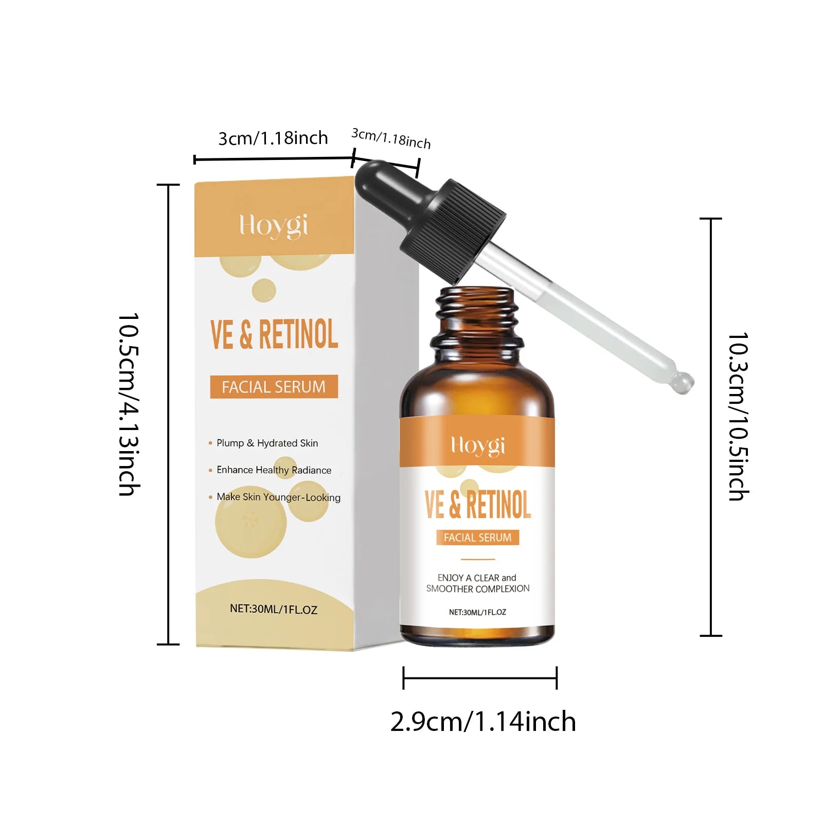 Hoygi Retinol & Vitamin E Face Serum – Anti-Aging Brightening Retinol Face Serum Zpaxo 30ml Boxed