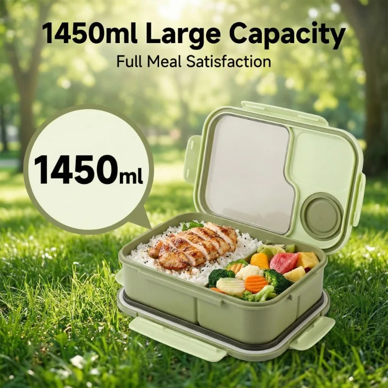 Bento Box-Portable lunch box with built-in tableware and sauce box, square meal reserve box for school, office and travel Zpaxo