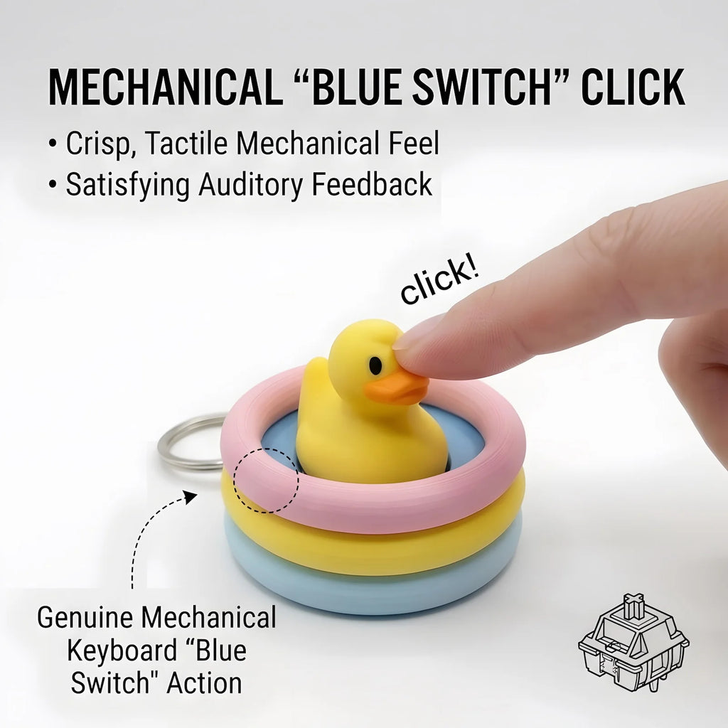 Cute Yellow Duck Fidget Toy Mechanical Keyboard Switch Keychain 3D