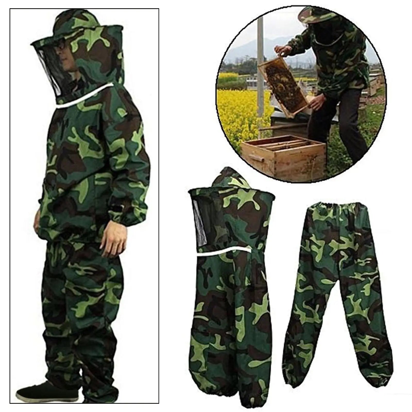 Bee Keeping Suit Full Protection Breathable Polyester Equipment Coverall for Beekeeper Accessories and Materials Zpaxo Green