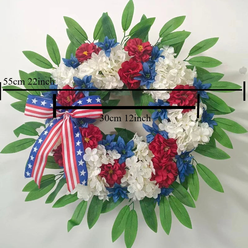 Patriotic Wreaths for Front Door Anniversary Decorations, Memorial Day Wreaths, Festival Celebration USA Flag Printed Wreath Zpaxo