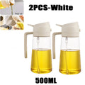 New 470ml Oil Spray Pot 2-in-1 Plastic Household Kitchen Oil Bottle Nebulizing Mist Filling Cooking Oil Spray Pot Dual Use Zpaxo 2PC-White-Plastic