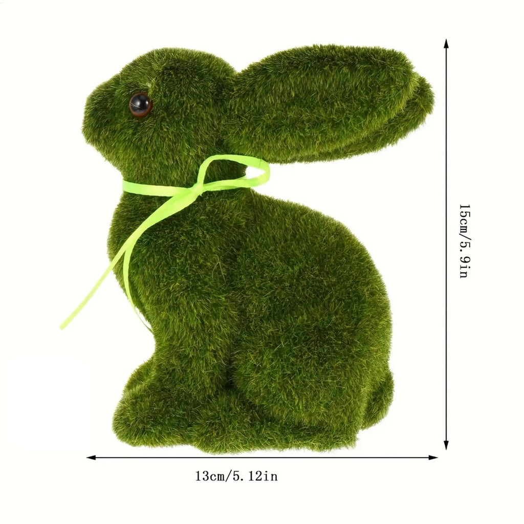 Flocked Moss Bunny Statue Outdoor Garden Decor Easter Rabbit Figurine