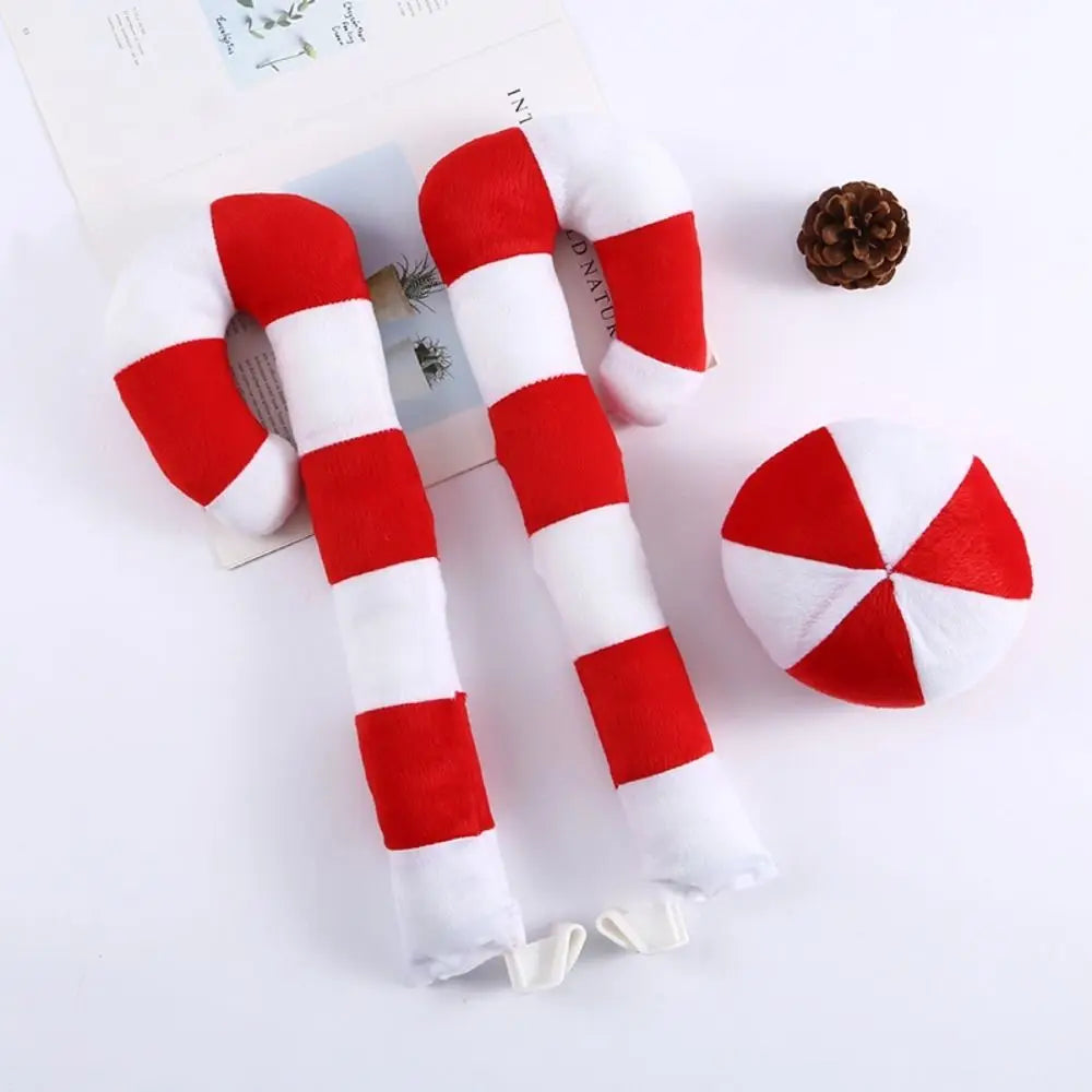 Plush Cartoon Reindeer Antlers Candy Cane Christmas Tree Christmas Car Decoration Red Nose Festive Vehicle Costumes Zpaxo style 4