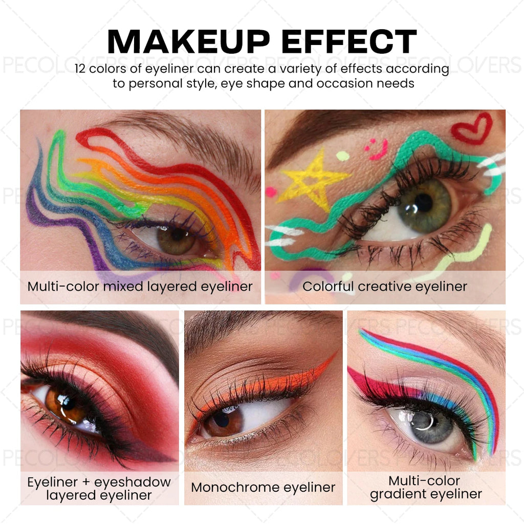 1PC Rich Colors, Smooth Finish, Waterproof Blue, Green, Purple, Eyeliner Pen, Create The Perfect Christmas Halloween Makeup Look Zpaxo