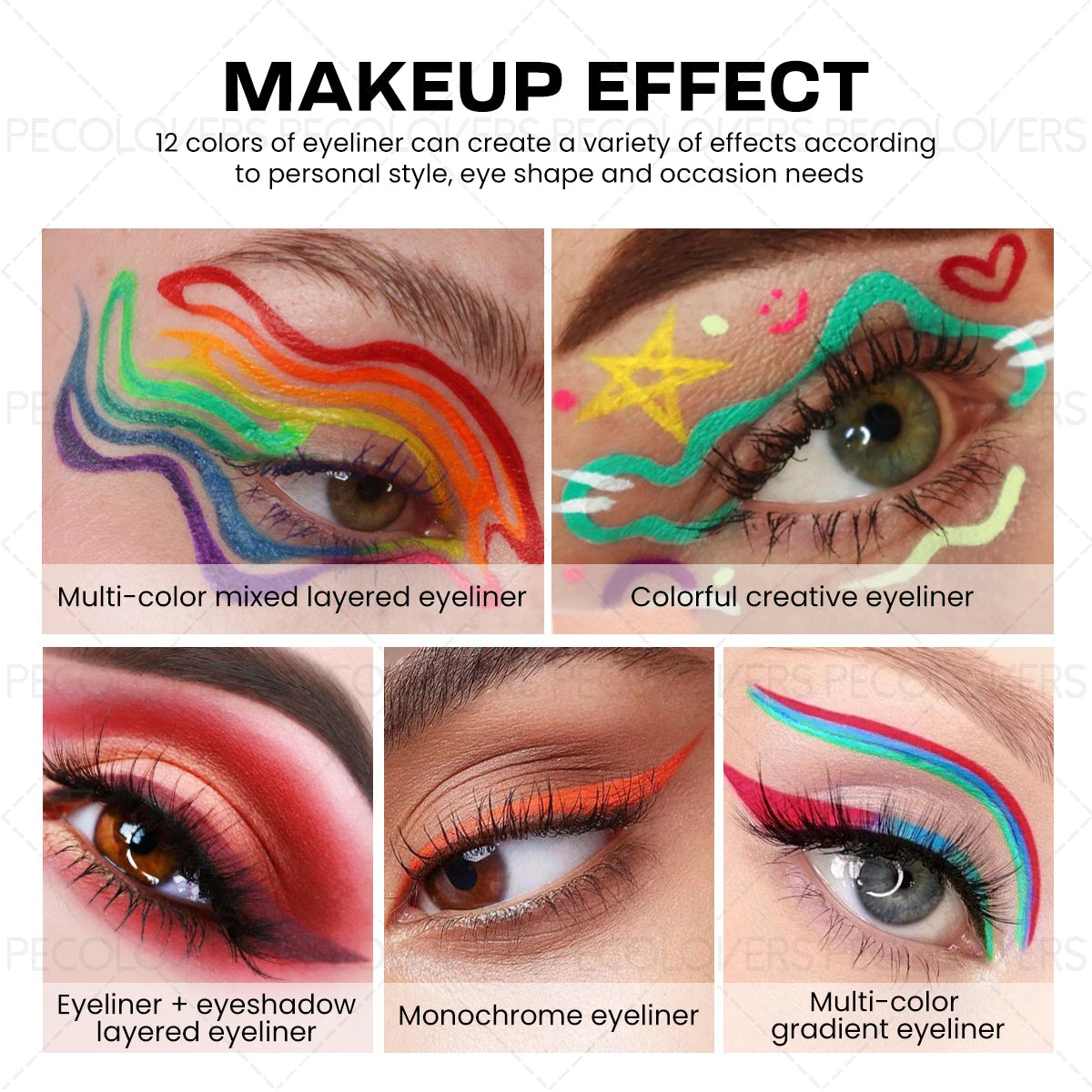 1PC Rich Colors, Smooth Finish, Waterproof Blue, Green, Purple, Eyeliner Pen, Create The Perfect Christmas Halloween Makeup Look Zpaxo