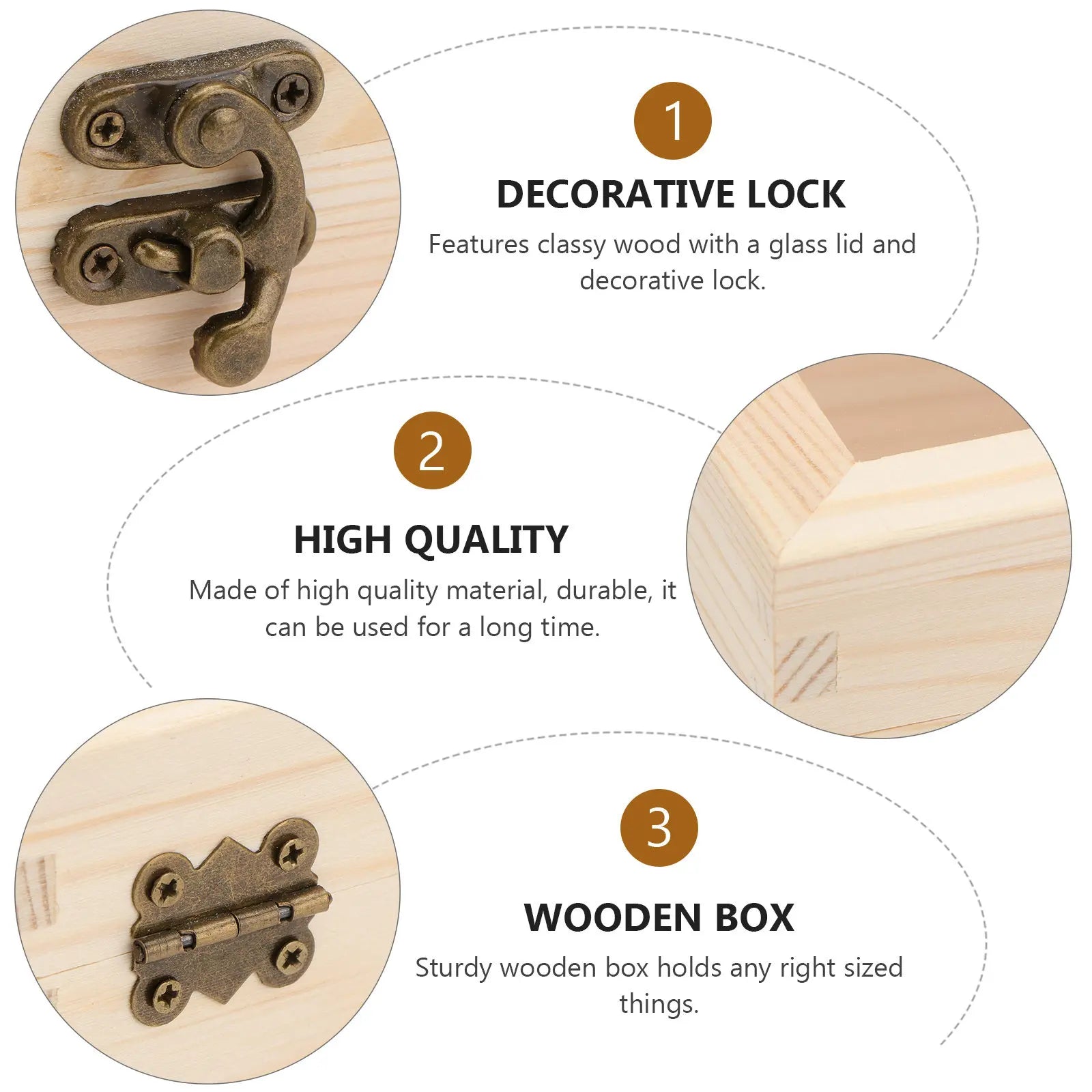 Sturdy Eco Friendly Wooden Storage Box Clear Glass Lid Classy